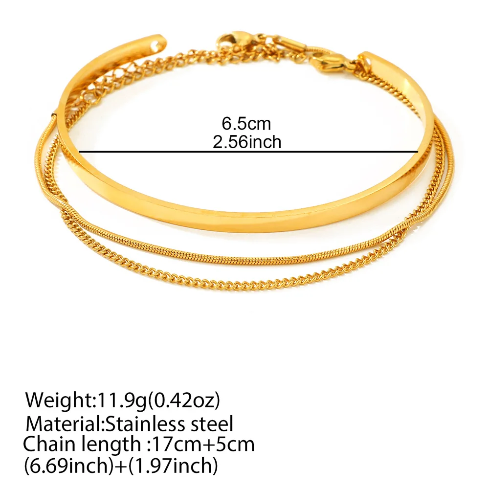 Stainless Steel Cuban Chain Bracelet for Men Hiphop Punk Multi Layer Smooth Opening Bracelet Bangle Classic Street Jewelry Gifts