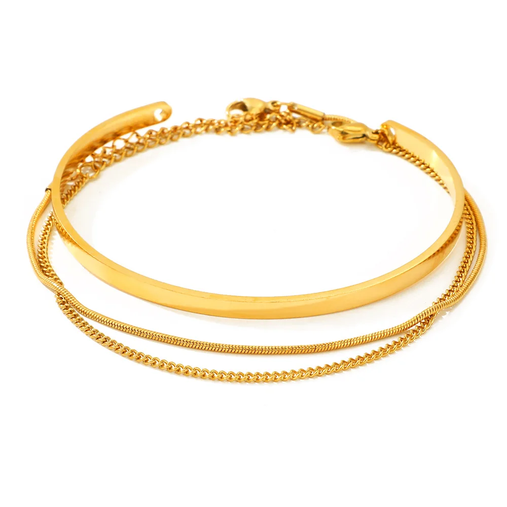 Stainless Steel Cuban Chain Bracelet for Men Hiphop Punk Multi Layer Smooth Opening Bracelet Bangle Classic Street Jewelry Gifts