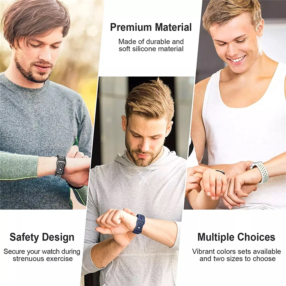 Silicone Watch Strap for Apple Watch 44MM/45MM/46MM 49MM/38MM/40/41MM Sports Rubber Band iWatch Series Ultra 11 10 9 8 7 6 SE 5