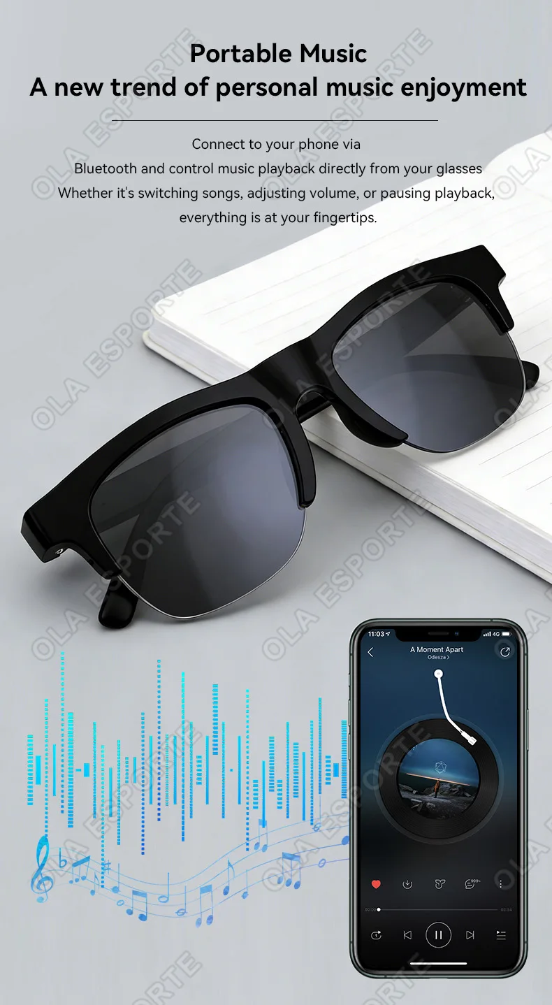 New Smart Bluetooth Glasses Call Outdoor Sports Headphones Voice Assistant Music Wireless Bluetooth Sunglasses For Men And Women