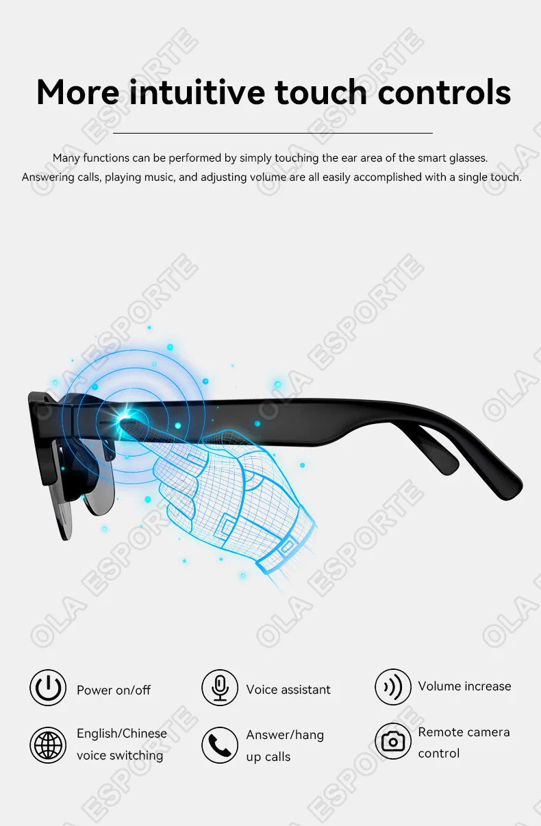 New Smart Bluetooth Glasses Call Outdoor Sports Headphones Voice Assistant Music Wireless Bluetooth Sunglasses For Men And Women