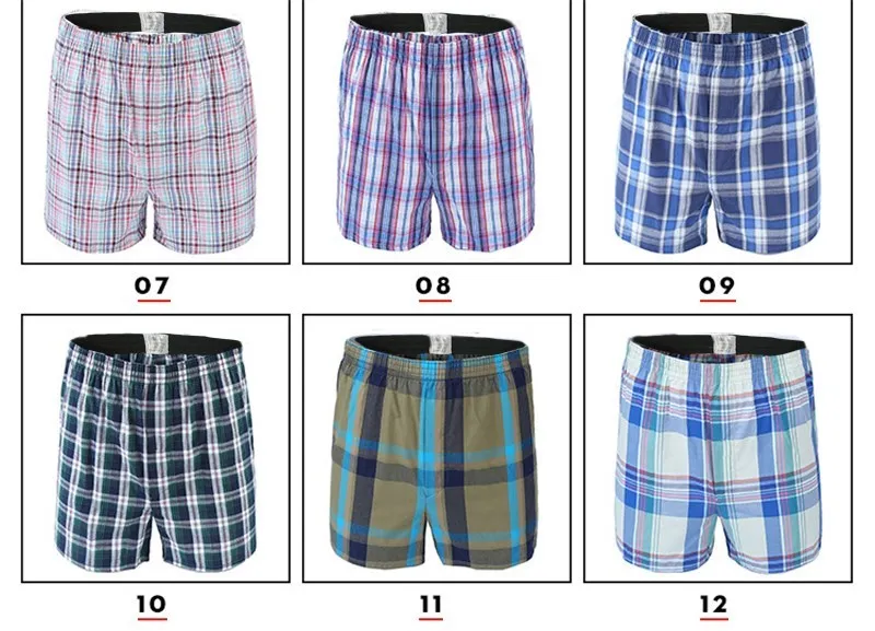 5Pcs/lot Boxer Men Thin Summer Underwear Cotton Man Big Size Short Breathable Plaid Flexible Shorts Boxer Male Underpants