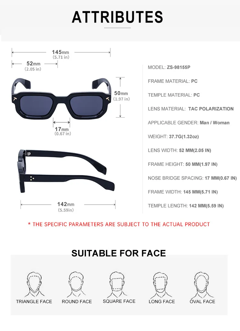 Polarized Square Sunglasses Men 2026 Luxury Brand Designer New Fashion Rectangle Sun Glasses For Women Driving Shades Eyewear