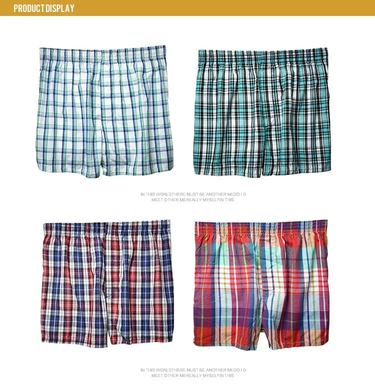 4PCS Mens Underwear Boxers Loose Shorts Men'S Panties Cotton The Large Plaid Arrow Pants Plus Size Classic Basics Plaid