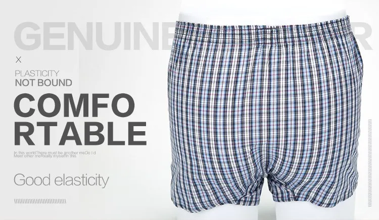 4PCS Mens Underwear Boxers Loose Shorts Men'S Panties Cotton The Large Plaid Arrow Pants Plus Size Classic Basics Plaid