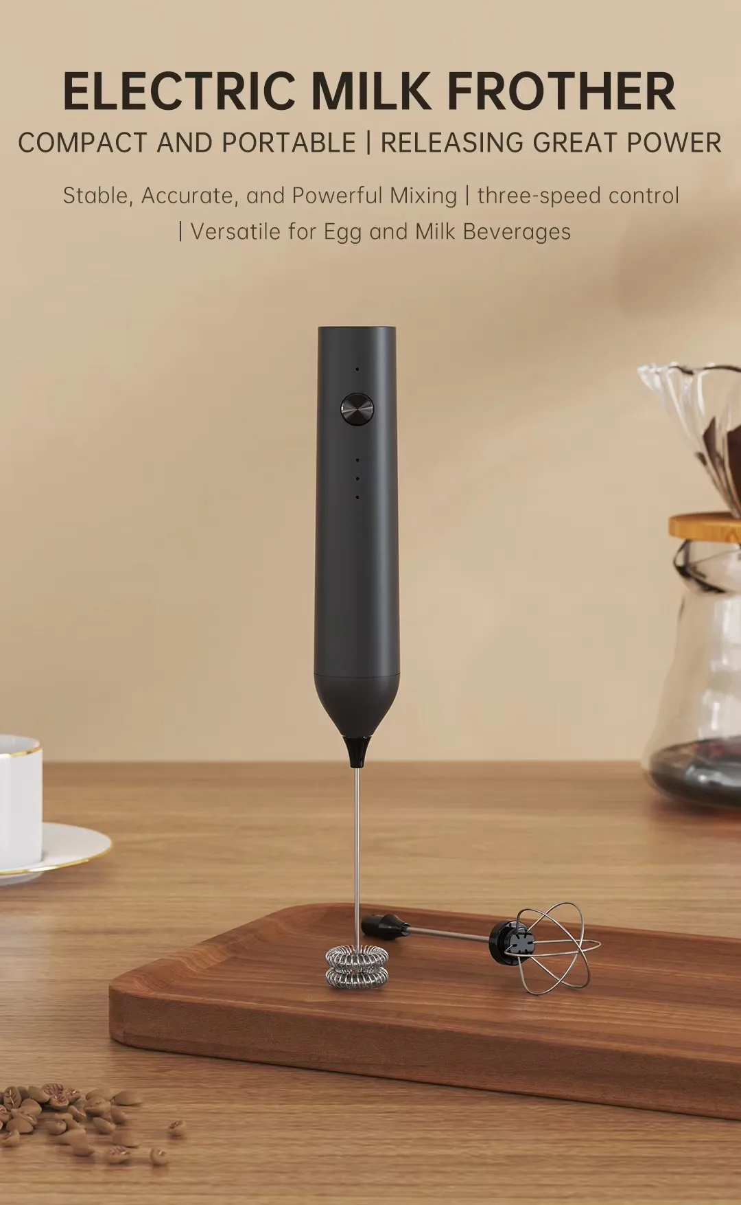 Kitchen Powerful Stirrer Milk Frother Handheld Foam Maker for Lattes Whisk Drink Mixer Coffee Electric Rechargable Egg Beater