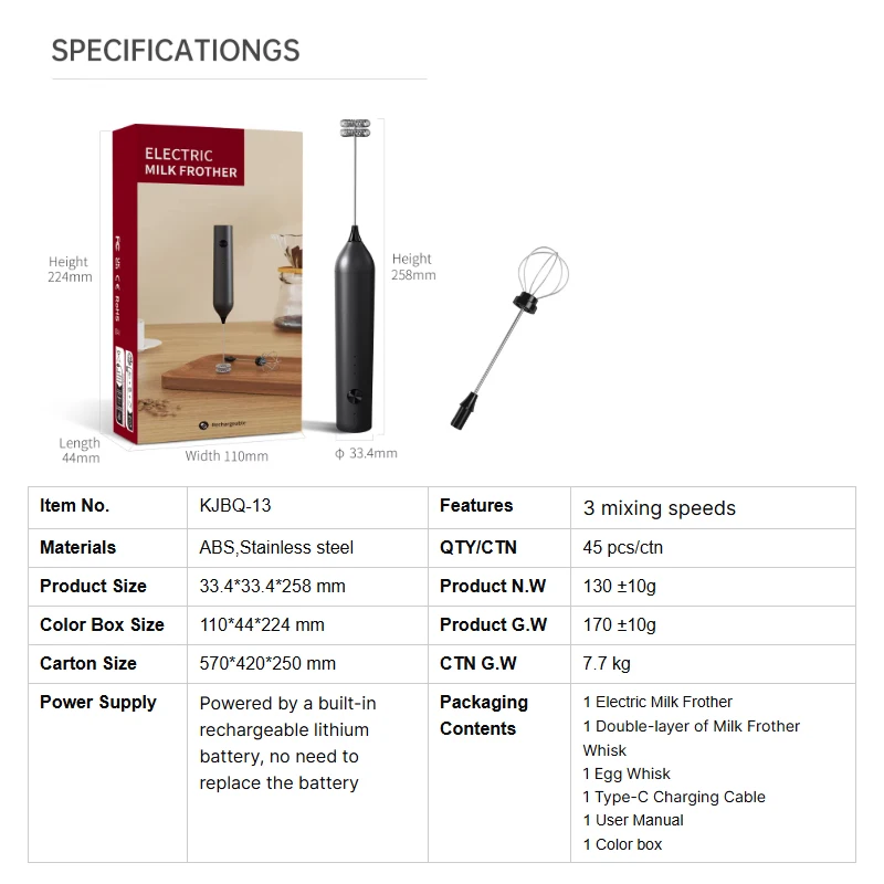 Kitchen Powerful Stirrer Milk Frother Handheld Foam Maker for Lattes Whisk Drink Mixer Coffee Electric Rechargable Egg Beater