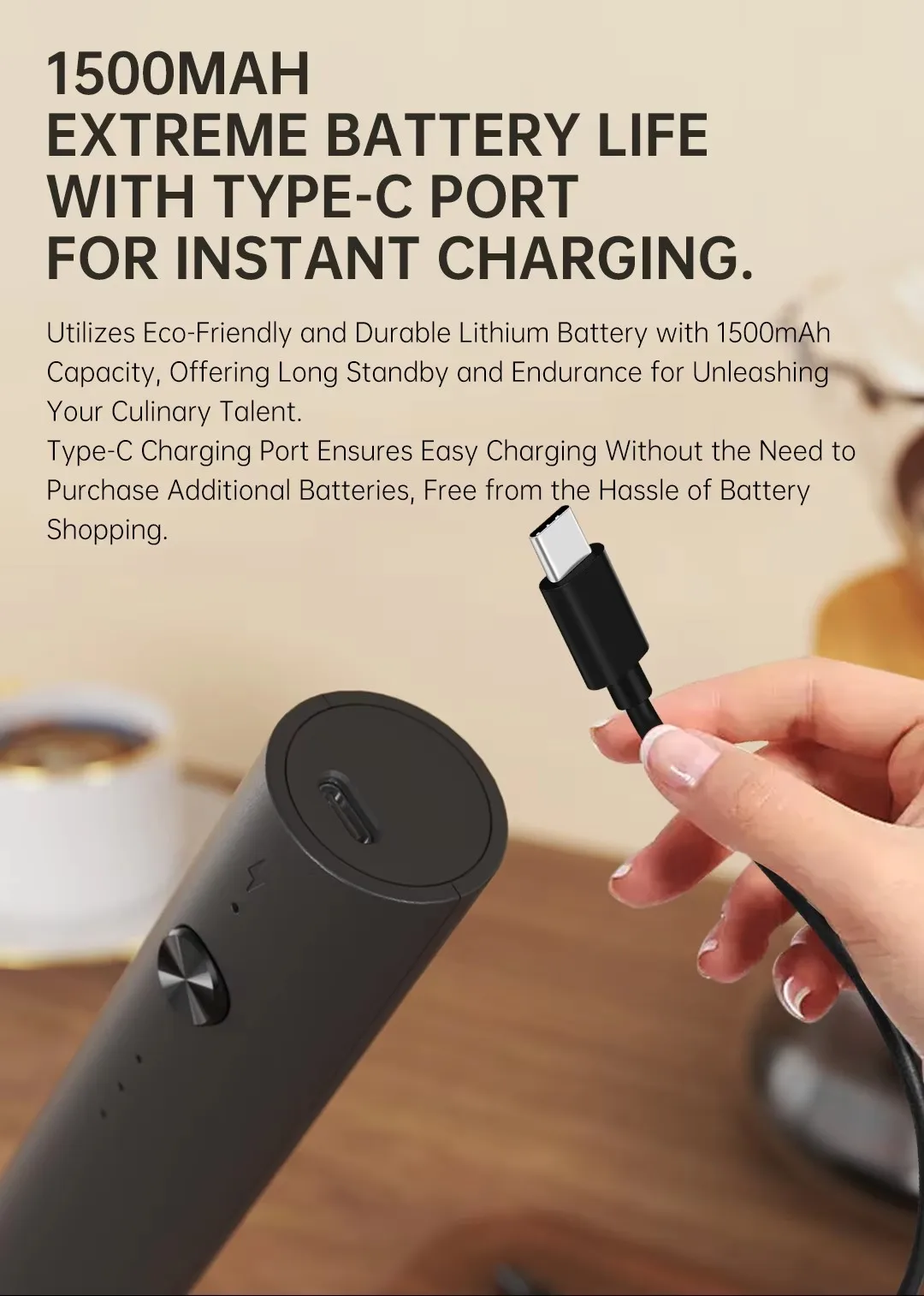 Kitchen Powerful Stirrer Milk Frother Handheld Foam Maker for Lattes Whisk Drink Mixer Coffee Electric Rechargable Egg Beater