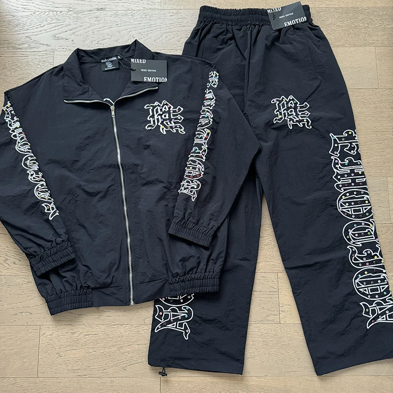 Brand MIXED EMOTION Zipper Jacket Autumn New Style Colored Hot Diamond Print Mixed Emotion Windbreaker Coats Men's Clothing