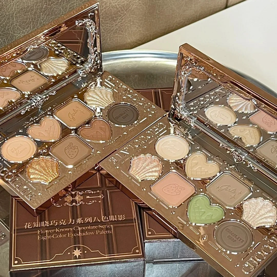 Flower Knows Chocolate Wonder-Shop 8-Color Eyeshadow Palette Matte Shimmer Waterproof Highly Pigmented Long Lasting Makeup
