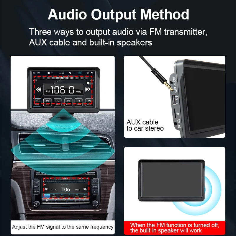 Hippcron 7inch Car Radio Wireless Carplay And Wireless Android Auto Touch Screen Multimedia Video Player With AUX USB For Camera