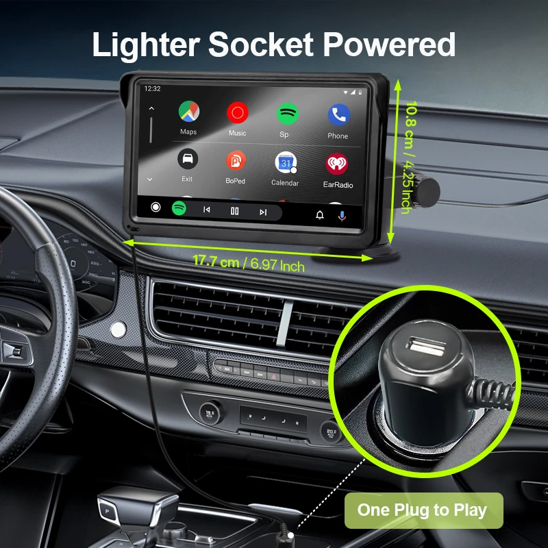 Hippcron 7inch Car Radio Wireless Carplay And Wireless Android Auto Touch Screen Multimedia Video Player With AUX USB For Camera