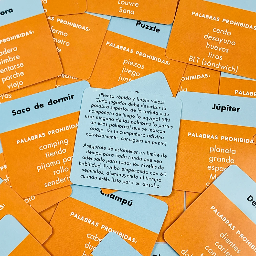 Mini ¡Adivina Esa Palabra! 50 Spanish Family Game Cards – After Dinner Entertainment & Interactive Word Guessing for Family