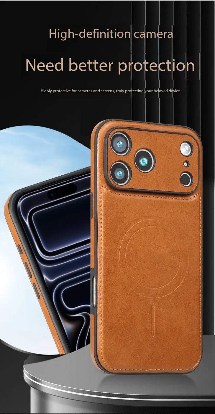 Luxury Strong Magnetic Leather Case for Apple iPhone 18 17 Pro Max 16 15 14 Plus 13 12 18Pro Wireless Shockproof MagSafe Cover