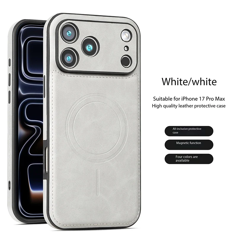 Luxury Strong Magnetic Leather Case for Apple iPhone 18 17 Pro Max 16 15 14 Plus 13 12 18Pro Wireless Shockproof MagSafe Cover