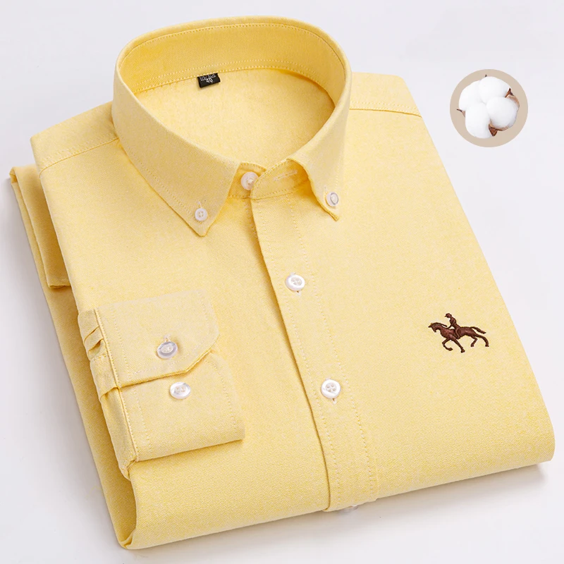 Plus Size 6XL 100% Cotton Korean Fashion Long-Sleeve Shirts for Men Slim Fit Formal Plain Shirt Striped Houndstooth Plaid Clothe