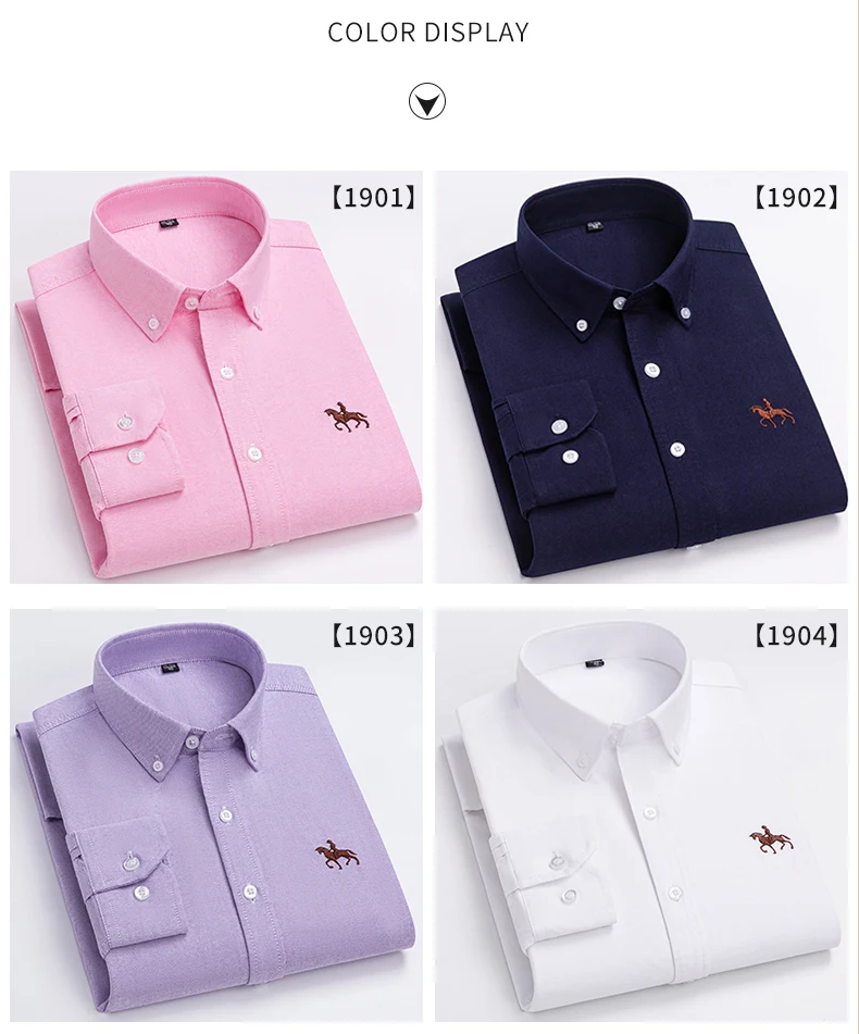 Plus Size 6XL 100% Cotton Korean Fashion Long-Sleeve Shirts for Men Slim Fit Formal Plain Shirt Striped Houndstooth Plaid Clothe
