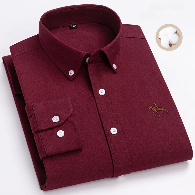 Plus Size 6XL 100% Cotton Korean Fashion Long-Sleeve Shirts for Men Slim Fit Formal Plain Shirt Striped Houndstooth Plaid Clothe