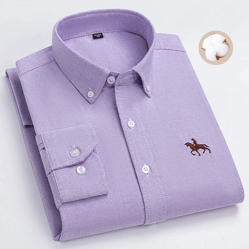 Plus Size 6XL 100% Cotton Korean Fashion Long-Sleeve Shirts for Men Slim Fit Formal Plain Shirt Striped Houndstooth Plaid Clothe