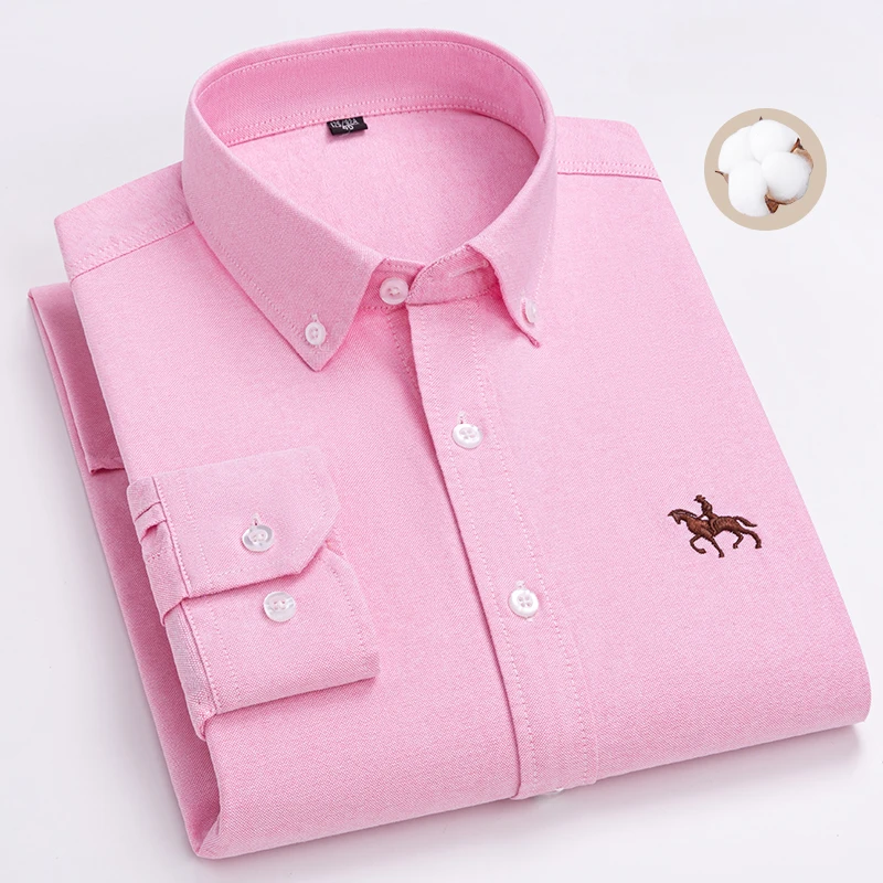Plus Size 6XL 100% Cotton Korean Fashion Long-Sleeve Shirts for Men Slim Fit Formal Plain Shirt Striped Houndstooth Plaid Clothe