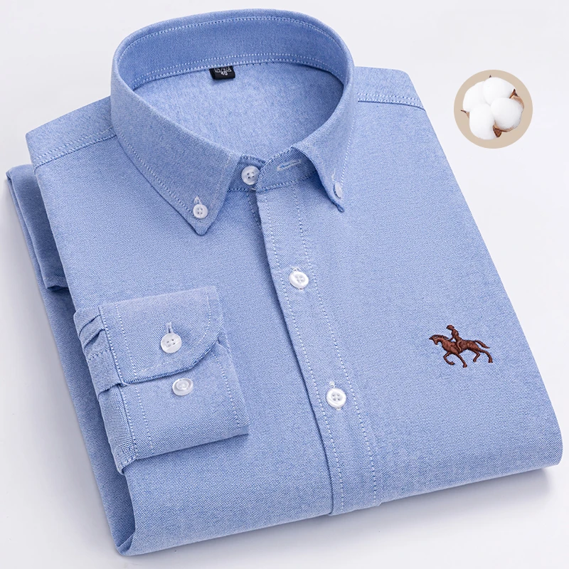 Plus Size 6XL 100% Cotton Korean Fashion Long-Sleeve Shirts for Men Slim Fit Formal Plain Shirt Striped Houndstooth Plaid Clothe