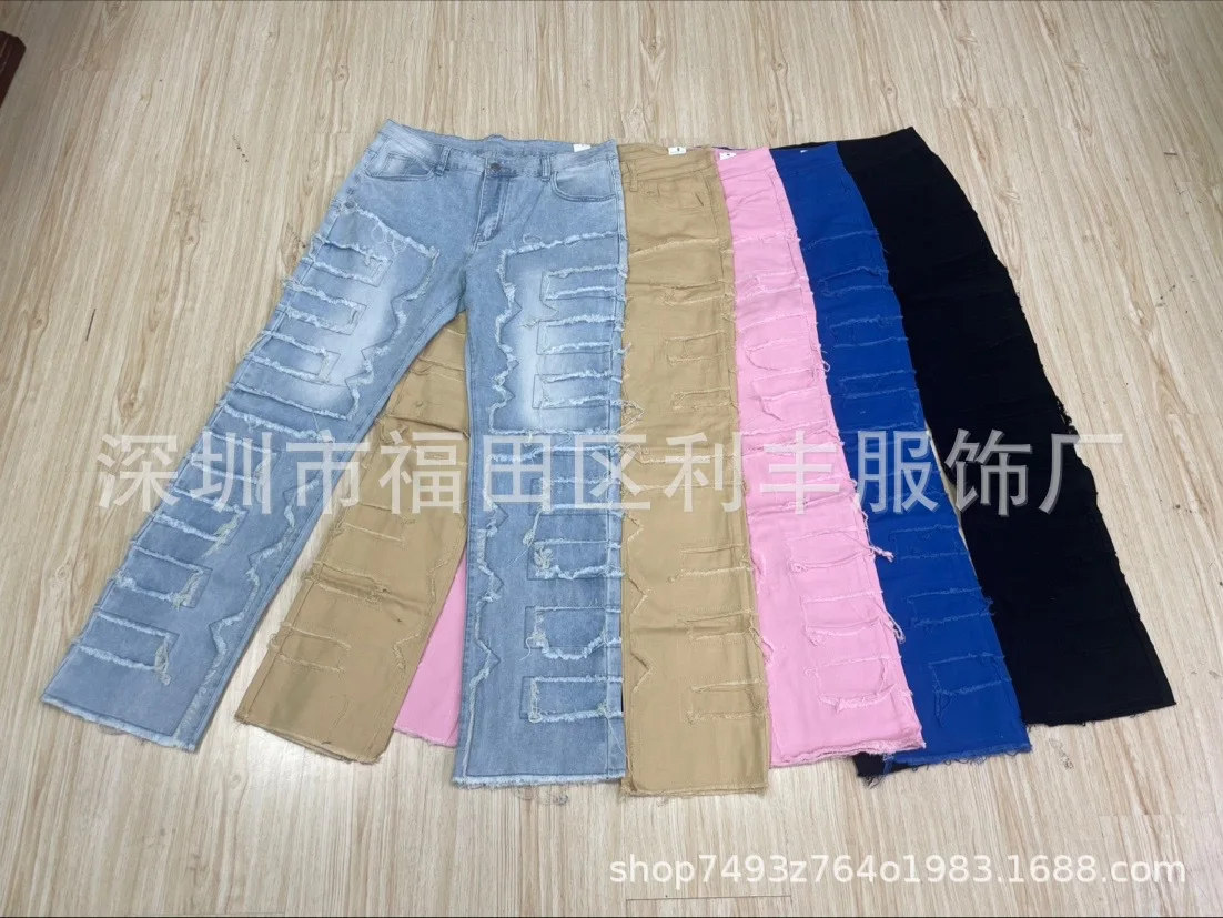 Punk Street Style Ripped Skinny Jeans Men Vintage Wash Solid Denim Trouser Mens Casual Slim Fit Pencil Denim Holes Pants 2024
