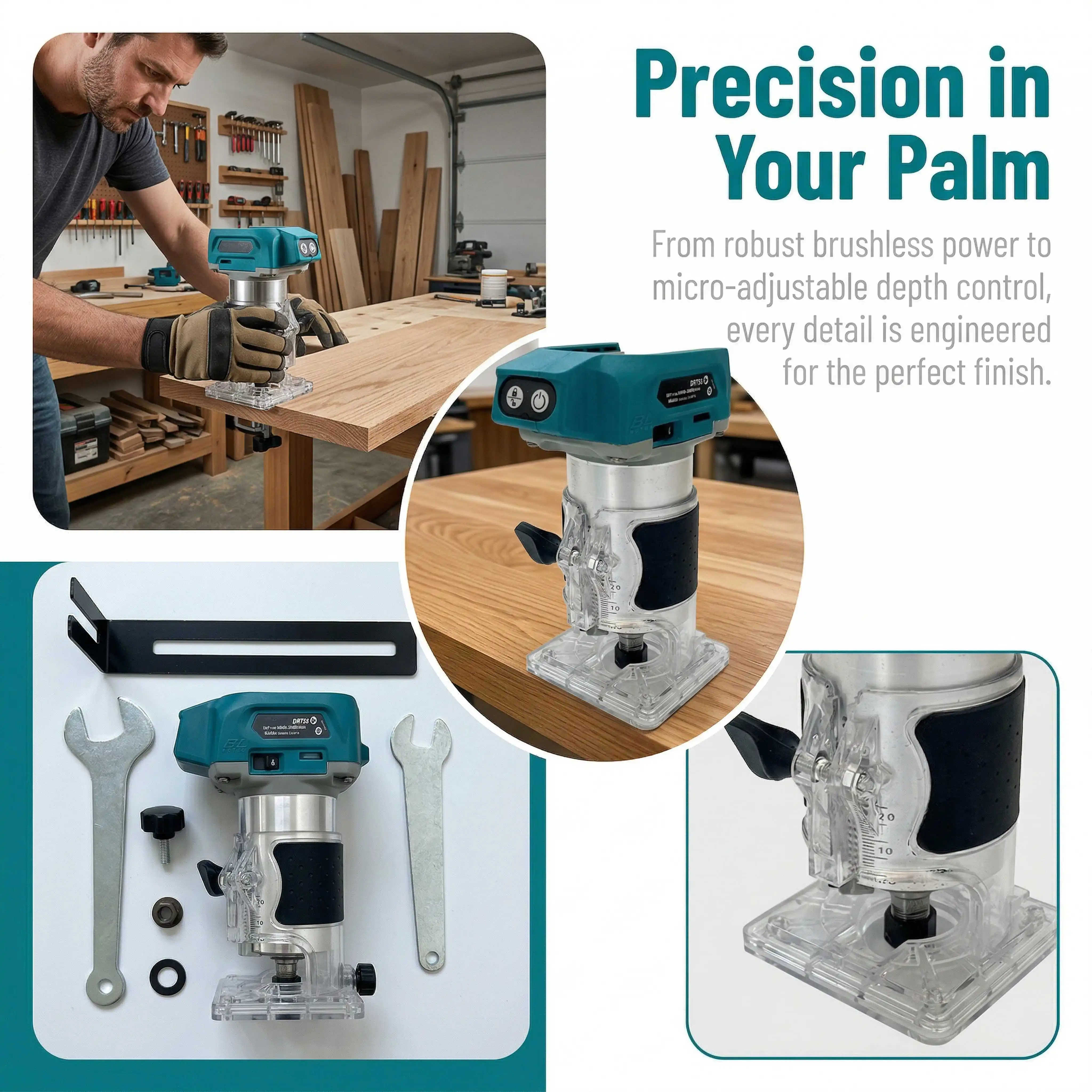 Makita DRT50 18V LXT Brushless Cordless Trimmer For Woodworking Slotting Milling And Edge Trimming