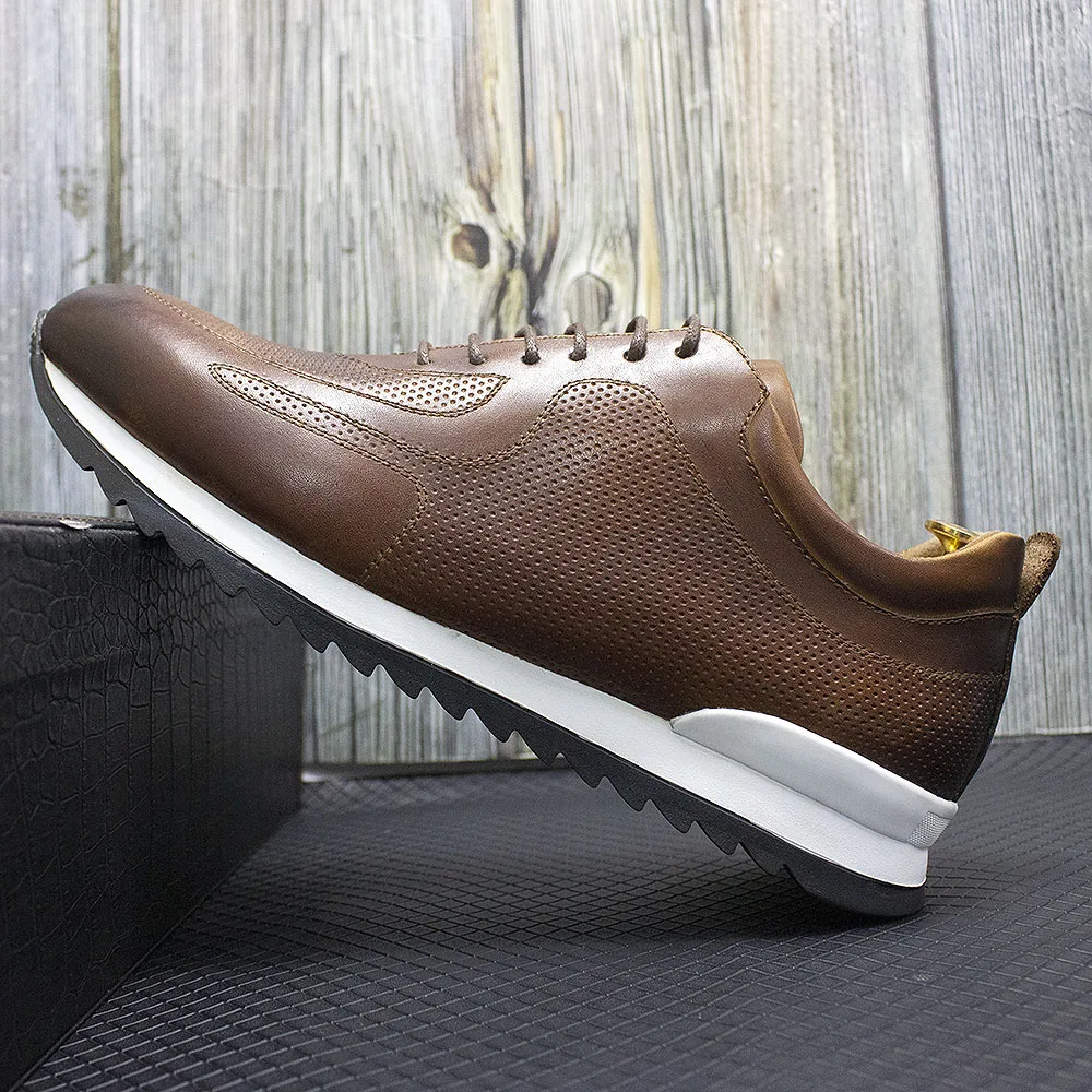 Luxury Mens Genuine Leather Sneakers Lace-Up Comfortable Oxford Classic Casual Shoes for Men Outdoor Street Travel Flat Footwear