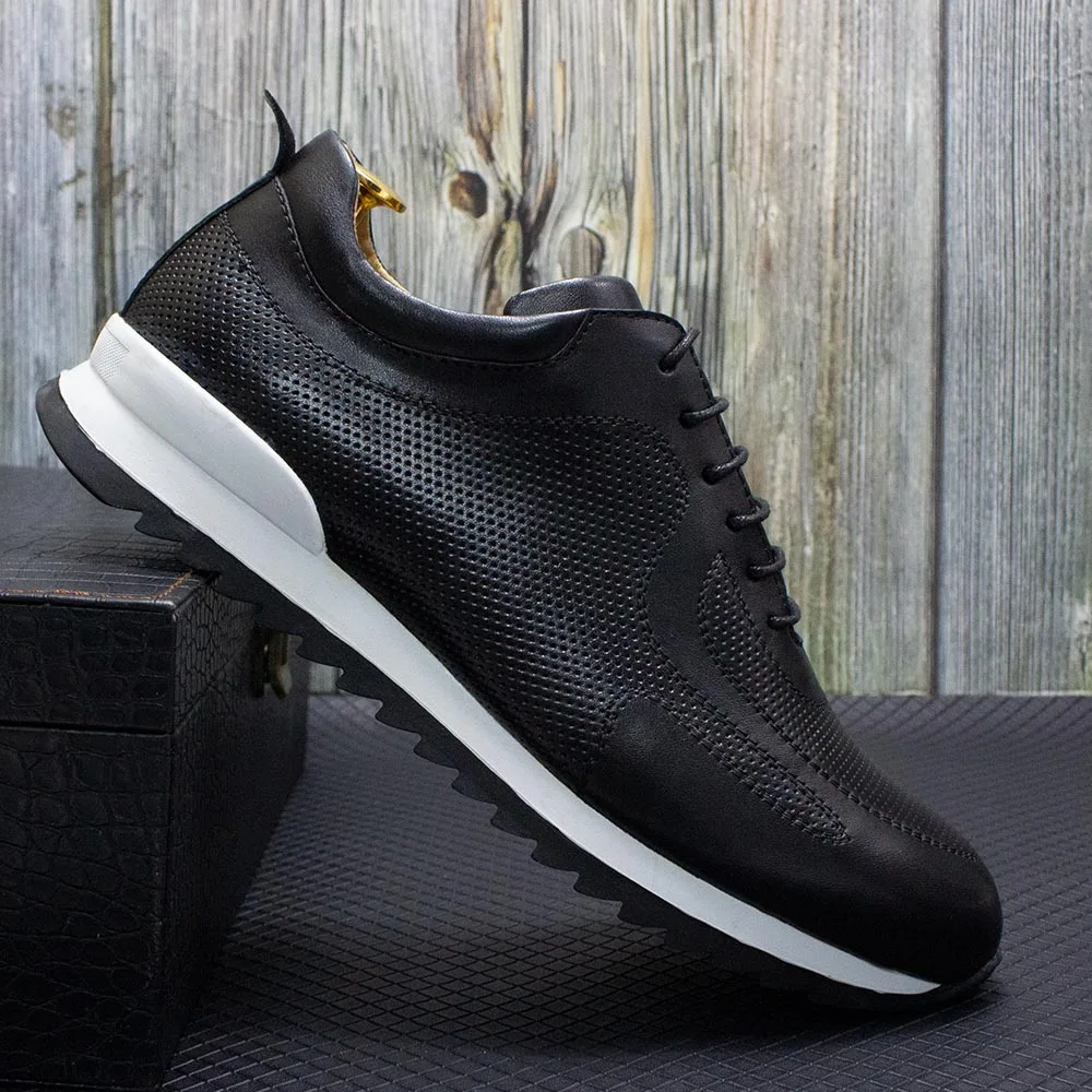 Luxury Mens Genuine Leather Sneakers Lace-Up Comfortable Oxford Classic Casual Shoes for Men Outdoor Street Travel Flat Footwear