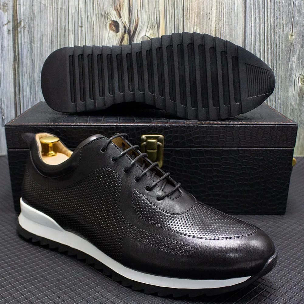 Luxury Mens Genuine Leather Sneakers Lace-Up Comfortable Oxford Classic Casual Shoes for Men Outdoor Street Travel Flat Footwear