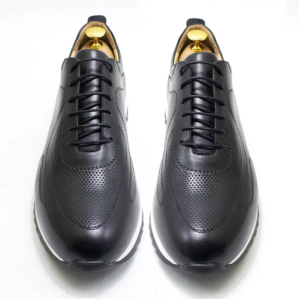 Luxury Mens Genuine Leather Sneakers Lace-Up Comfortable Oxford Classic Casual Shoes for Men Outdoor Street Travel Flat Footwear