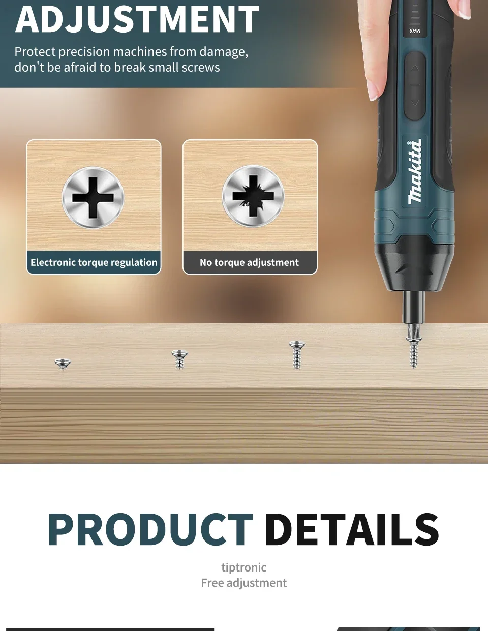 Makita HT422 3.6V Electric Screwdriver 280RPM 1/4 Inch Chuck Forward Reverse Switch Portable Design for Furniture Assembly tools