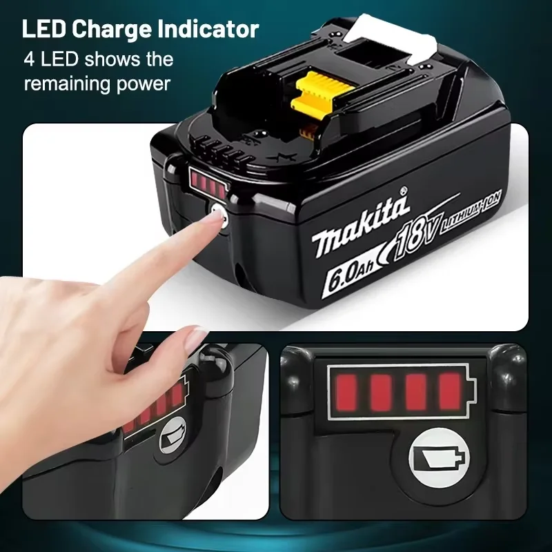 Original Makita 18V 6.0Ah 9.0Ah 5.0Ah Rechargeable Lithium Battery,High Capacity for Makita Power Tool Battery+charger+drill