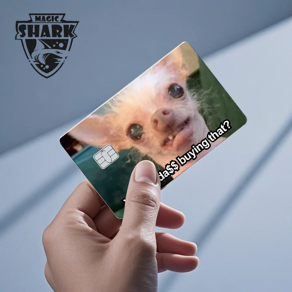 Magic Shark Funny Football Money Meme Skull Shopping 3M Waterproof Skin Sticker Film Skin for Debit Metro Credit Card Front Side