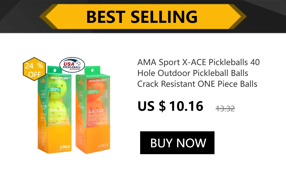 AMA Sport X-ACE Pickleballs 40 Hole Outdoor Pickleball Balls Crack Resistant ONE Piece Balls 100% POP-Optic Yellow
