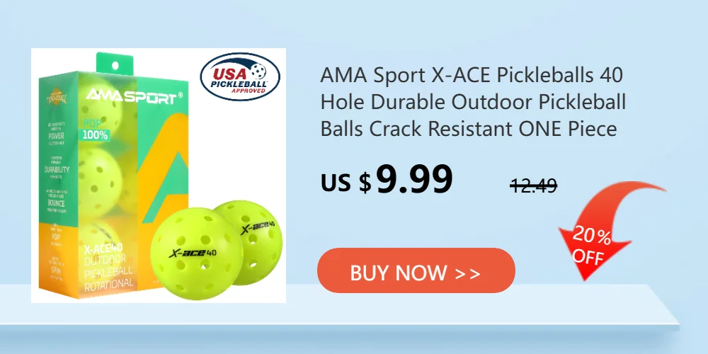 AMA Sport X-ACE Pickleballs 40 Hole Outdoor Pickleball Balls Crack Resistant ONE Piece Balls 100% POP-Optic Yellow
