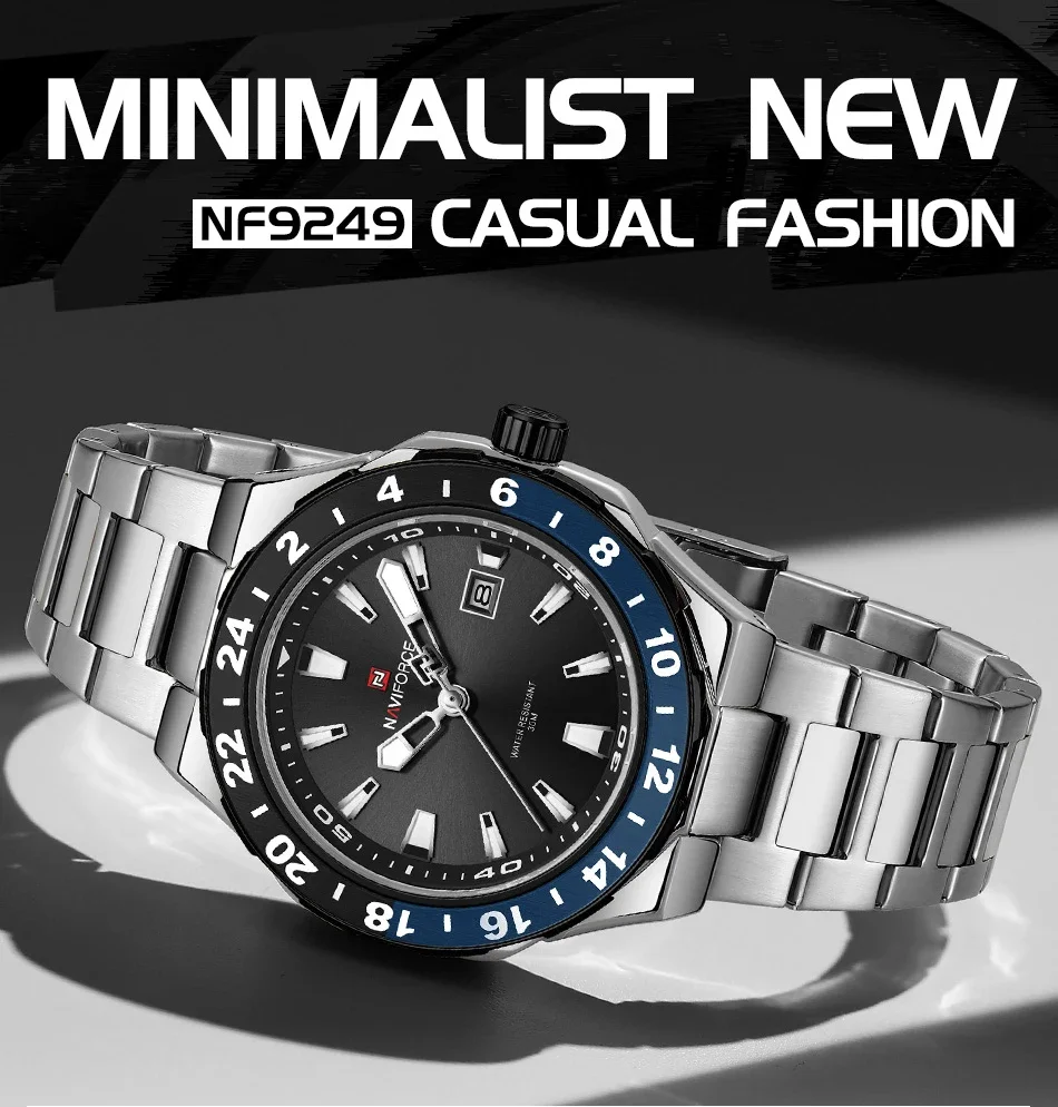 NAVIFORCE  Luxury Sports Quartz Clock Luminous Calendar Watches for Man Stainless Steel Waterproof Wristwatch Relogio Masculino