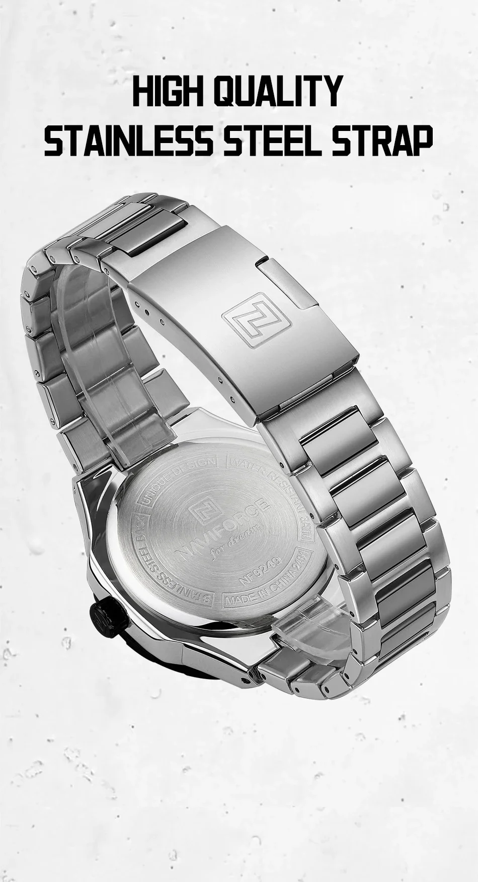 NAVIFORCE  Luxury Sports Quartz Clock Luminous Calendar Watches for Man Stainless Steel Waterproof Wristwatch Relogio Masculino