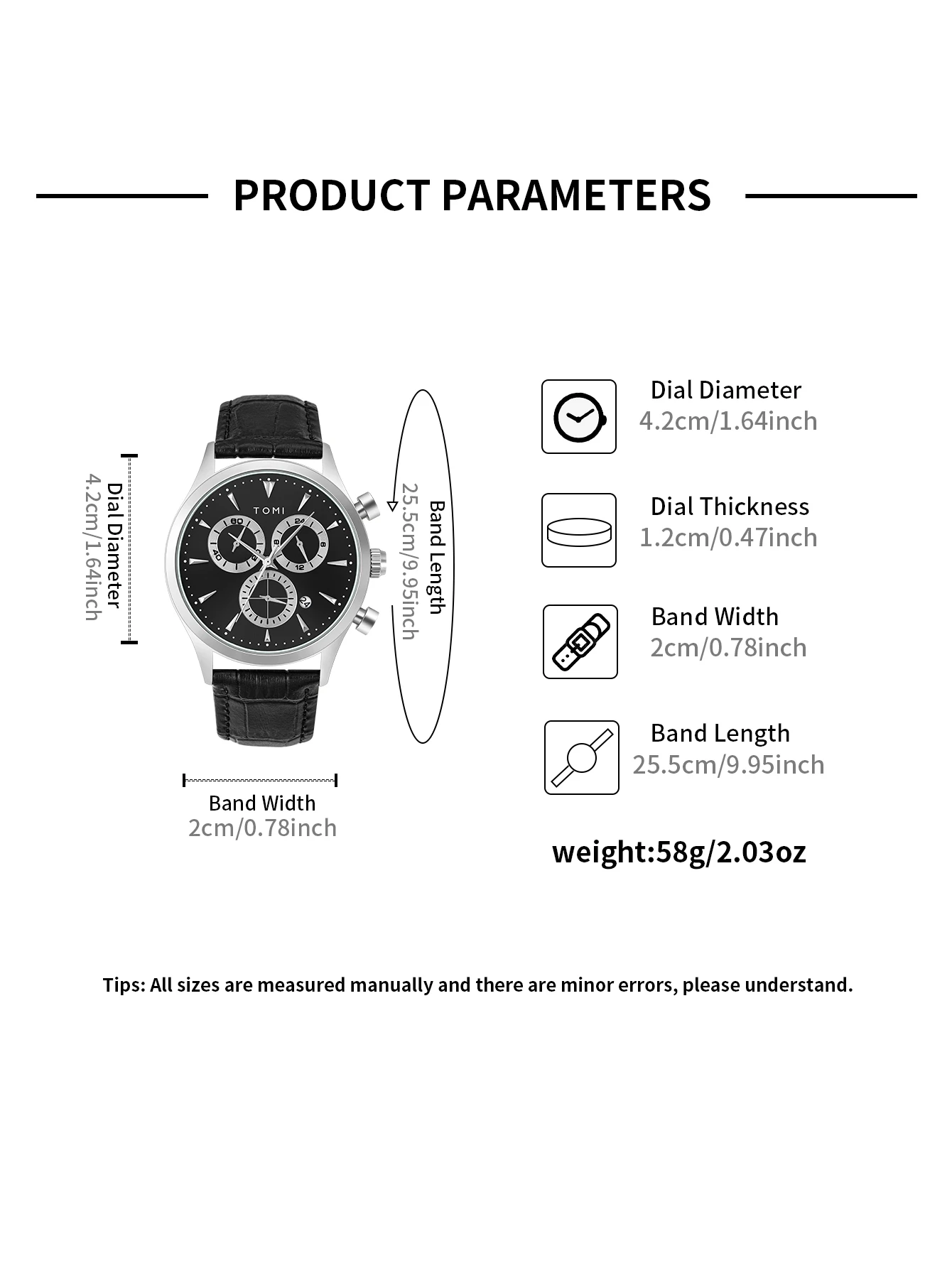 TOMI 4PCS Set Luxury Business Men's Quartz Watch Casual Fashion Versatile Watch Men's Cufflinks Tie Clip Watch Festival Gift