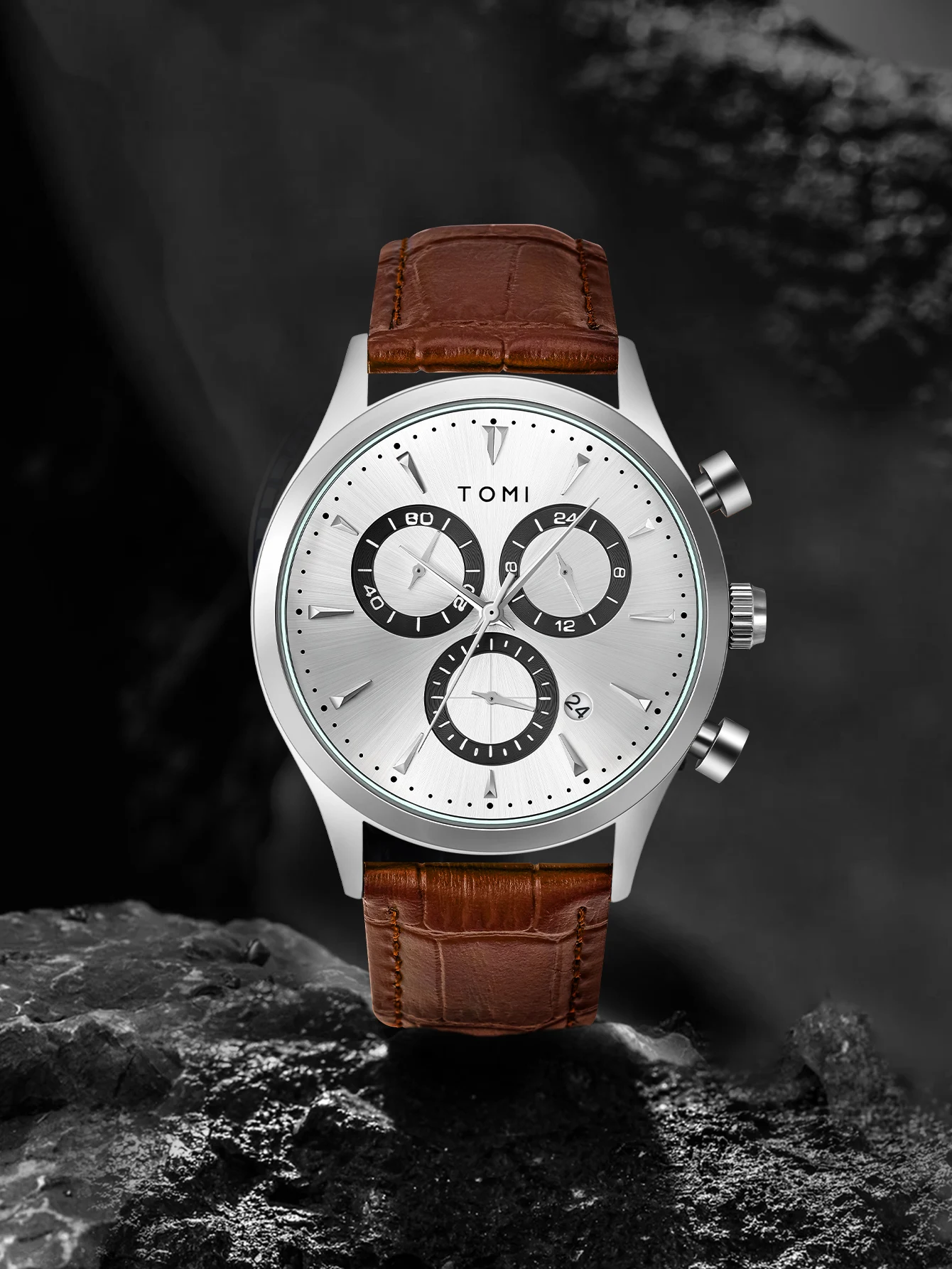 TOMI 4PCS Set Luxury Business Men's Quartz Watch Casual Fashion Versatile Watch Men's Cufflinks Tie Clip Watch Festival Gift