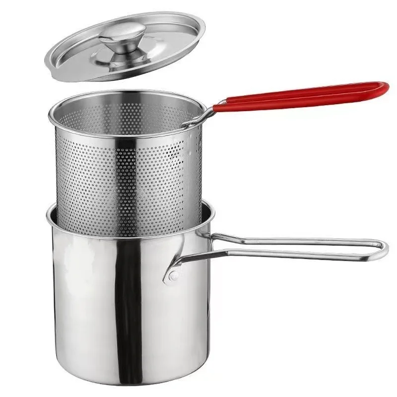 Stainless Steel Deep Fryer With Frying Basket Multifunctional Small Pot Kitchen Specific Frying Chicken And Other Cooking Tools