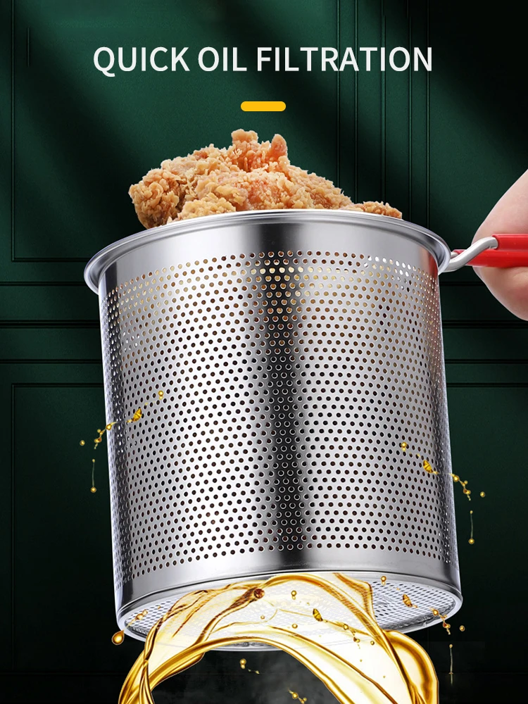 Stainless Steel Deep Fryer With Frying Basket Multifunctional Small Pot Kitchen Specific Frying Chicken And Other Cooking Tools