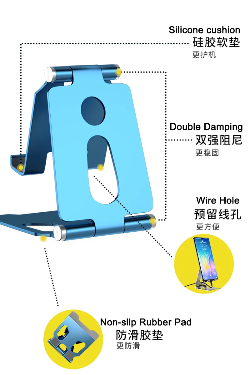 Metal Aluminum Alloy Mobile Phone Desktop Holder Stand for iPhone 13 14 Pro Stand Lazy Live Portable Folding Mobile Phone Stand
