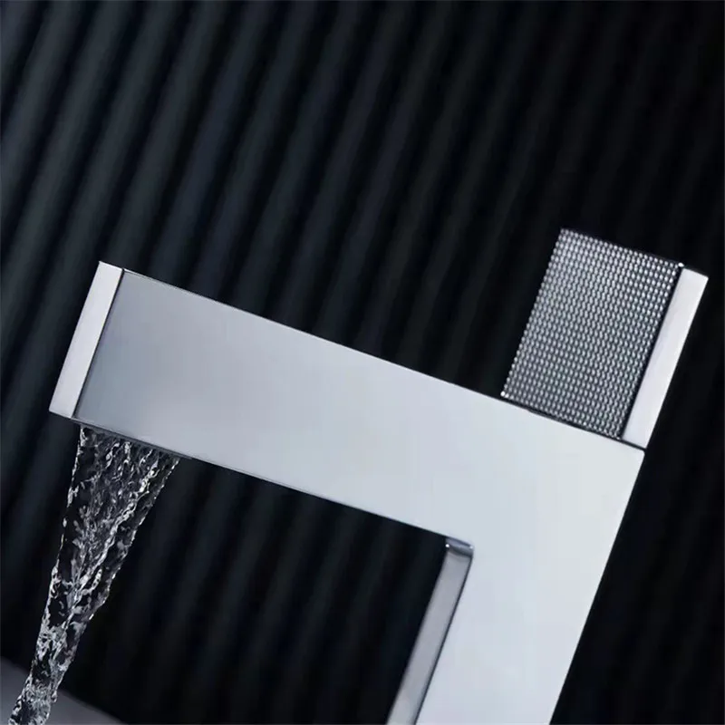 Brushed Gold Bathroom Faucet Brass Bathroom Basin Faucet Cold And Hot Water Mixer Sink Tap Single Handle Deck Mounted Grey Tap