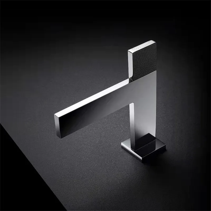 Brushed Gold Bathroom Faucet Brass Bathroom Basin Faucet Cold And Hot Water Mixer Sink Tap Single Handle Deck Mounted Grey Tap