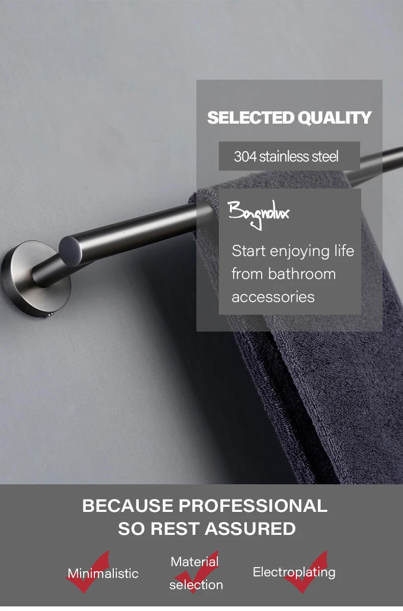 Bagnolux Stainless Steel Gunmeatal Black Brushed Gold Hanger Hook Towel Bar Set Paper Holder Bathroom Accessories