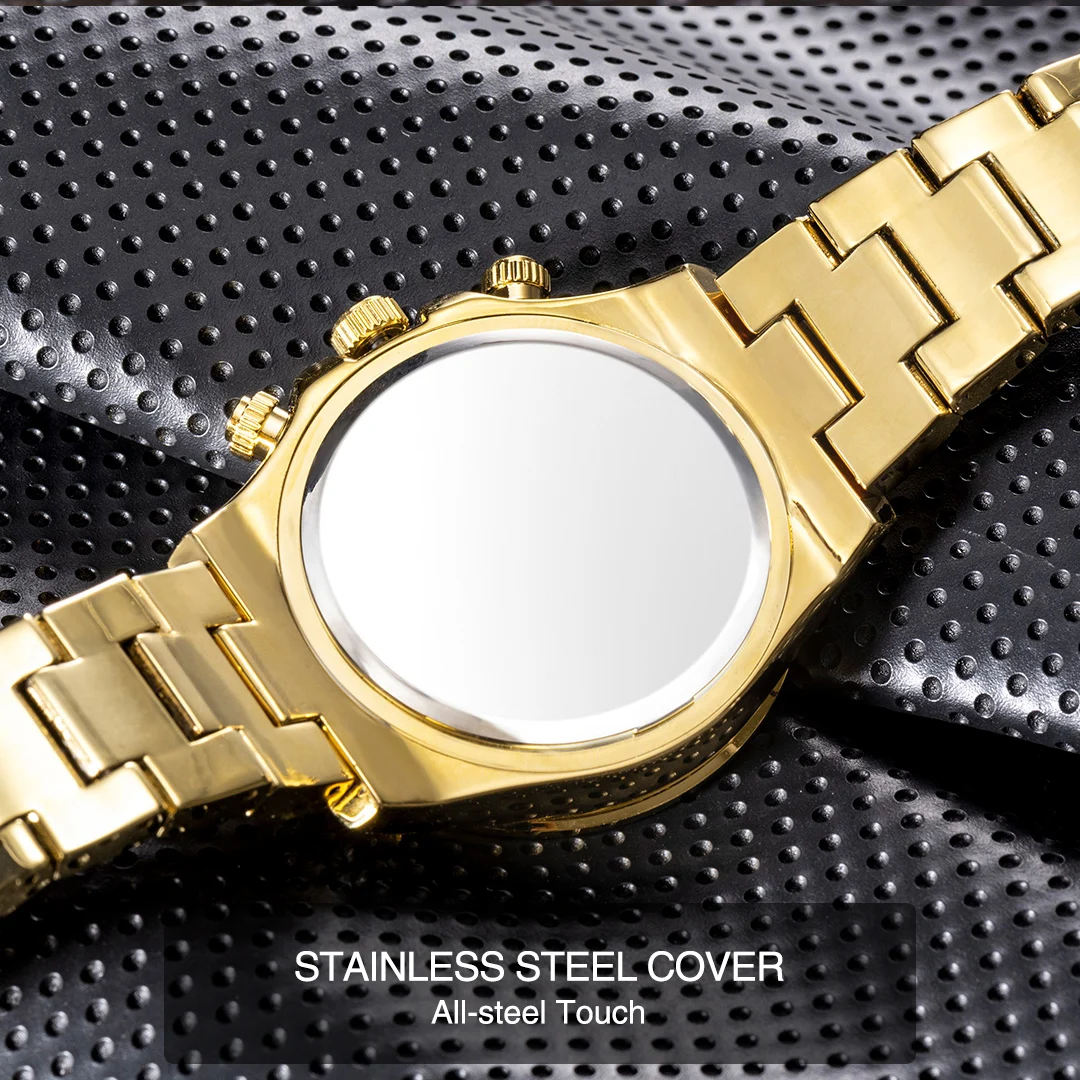 MISSFOX Blingbling Wristwatch For Men Luxury Colour Diamond Calendar Quartz Watch Hip Hop Fashion Waterproof Man Clock Hot Sale