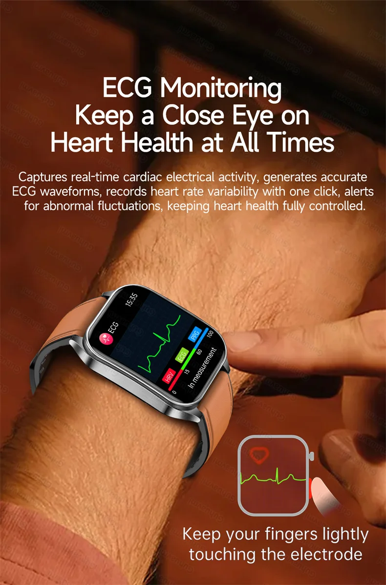 New Health Managed 650nm Laser Smart Watch Sapphire Health Measure Blood Oxygen Pressure Uric Acid Call ECG+PPG Smartwatch Men