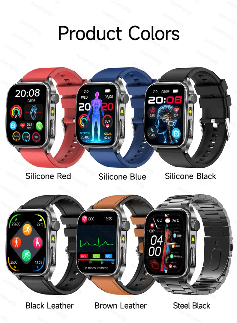 New Health Managed 650nm Laser Smart Watch Sapphire Health Measure Blood Oxygen Pressure Uric Acid Call ECG+PPG Smartwatch Men