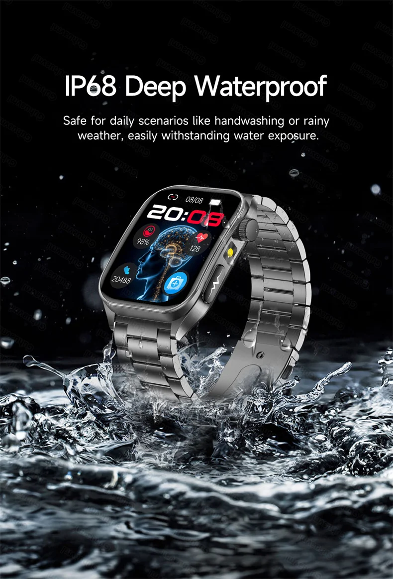 New Health Managed 650nm Laser Smart Watch Sapphire Health Measure Blood Oxygen Pressure Uric Acid Call ECG+PPG Smartwatch Men